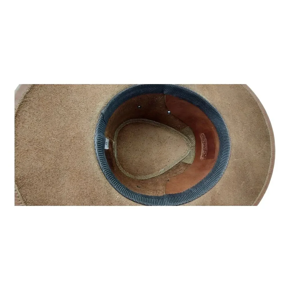 Colombian Crafted Small Brown Leather Western Cowboy Outback Boho Distressed Hat